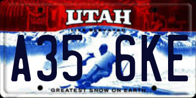 UT license plate A356KE