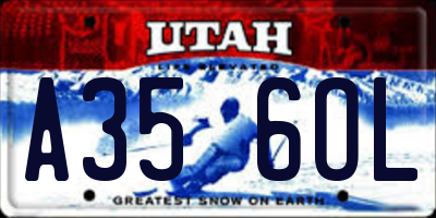 UT license plate A356OL