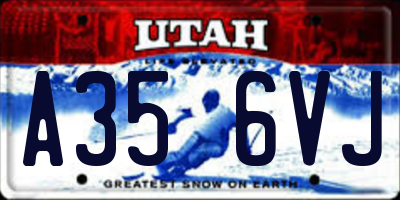 UT license plate A356VJ