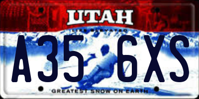 UT license plate A356XS