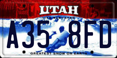 UT license plate A358FD