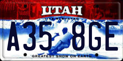 UT license plate A358GE