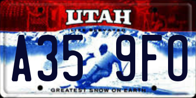 UT license plate A359FO