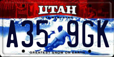 UT license plate A359GK