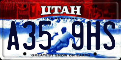 UT license plate A359HS