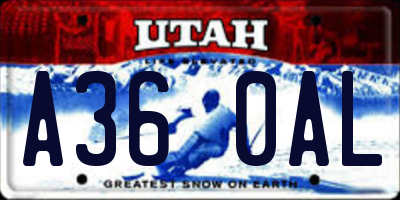 UT license plate A360AL