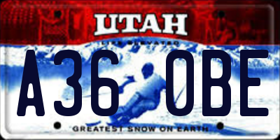 UT license plate A360BE