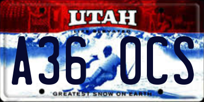 UT license plate A360CS