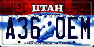 UT license plate A360EM