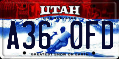 UT license plate A360FD