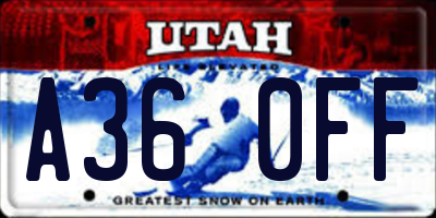 UT license plate A360FF