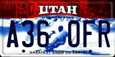 UT license plate A360FR