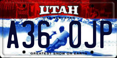 UT license plate A360JP