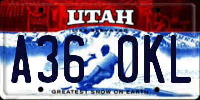 UT license plate A360KL