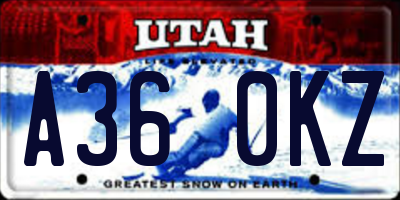 UT license plate A360KZ