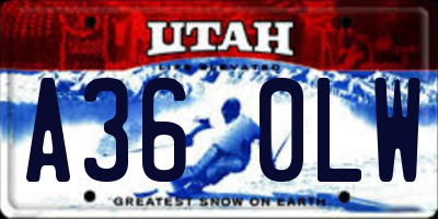 UT license plate A360LW