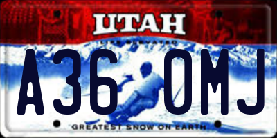 UT license plate A360MJ