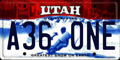 UT license plate A360NE