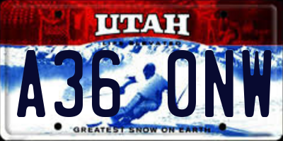 UT license plate A360NW