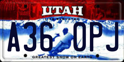 UT license plate A360PJ