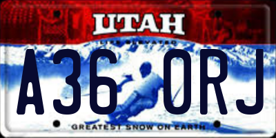 UT license plate A360RJ