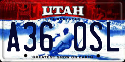 UT license plate A360SL