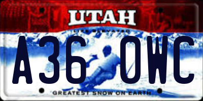 UT license plate A360WC