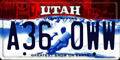 UT license plate A360WW
