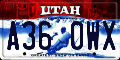 UT license plate A360WX