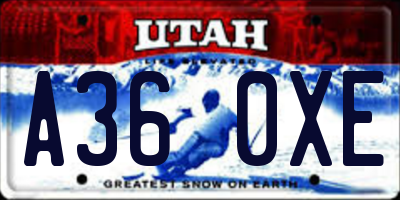UT license plate A360XE