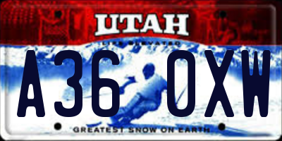 UT license plate A360XW