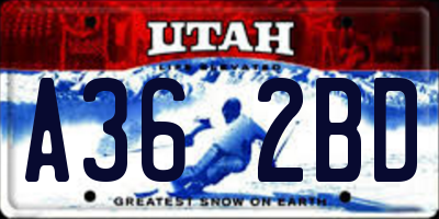 UT license plate A362BD