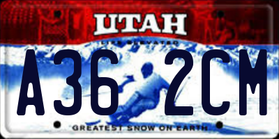 UT license plate A362CM