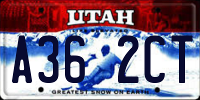 UT license plate A362CT