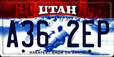 UT license plate A362EP