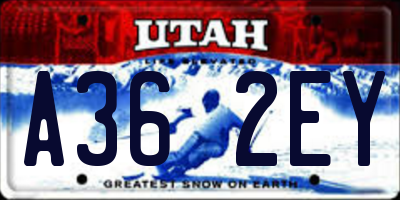 UT license plate A362EY