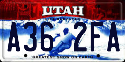 UT license plate A362FA