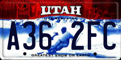 UT license plate A362FC