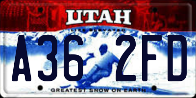 UT license plate A362FD