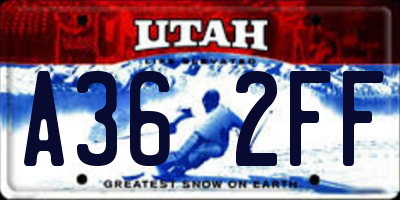UT license plate A362FF