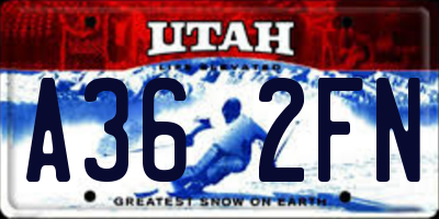 UT license plate A362FN