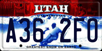 UT license plate A362FO