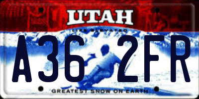UT license plate A362FR