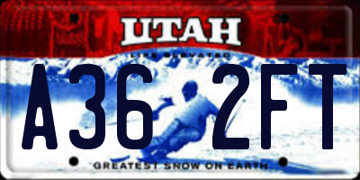 UT license plate A362FT