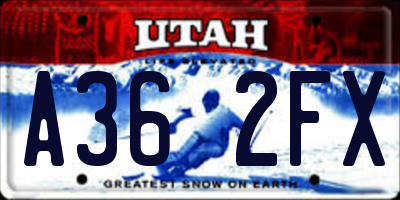 UT license plate A362FX