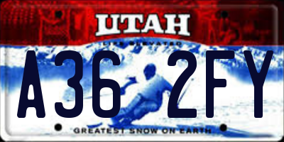 UT license plate A362FY