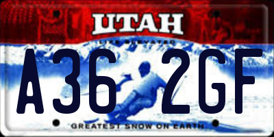 UT license plate A362GF