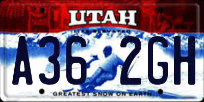 UT license plate A362GH