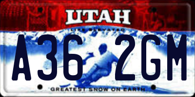 UT license plate A362GM