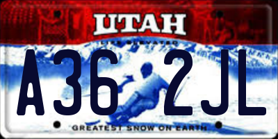 UT license plate A362JL